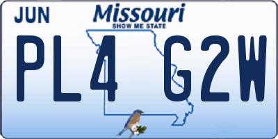 MO license plate PL4G2W