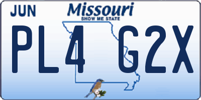 MO license plate PL4G2X