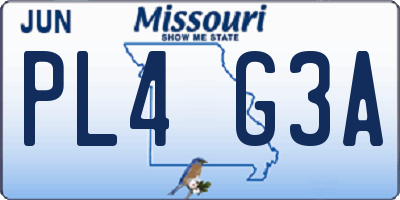 MO license plate PL4G3A