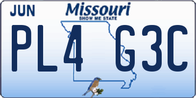 MO license plate PL4G3C