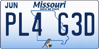 MO license plate PL4G3D