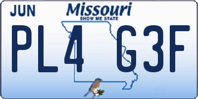MO license plate PL4G3F