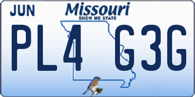 MO license plate PL4G3G