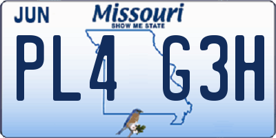 MO license plate PL4G3H