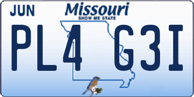 MO license plate PL4G3I