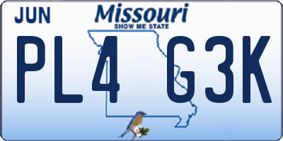 MO license plate PL4G3K