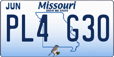 MO license plate PL4G3O