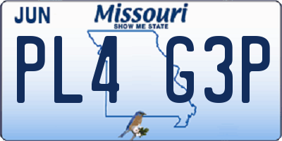 MO license plate PL4G3P