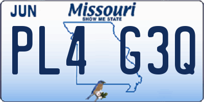 MO license plate PL4G3Q