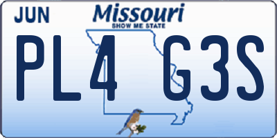 MO license plate PL4G3S