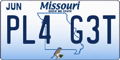 MO license plate PL4G3T