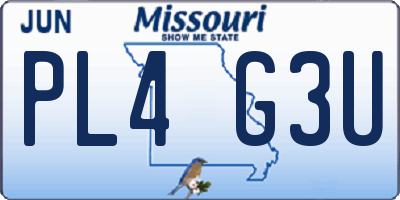 MO license plate PL4G3U