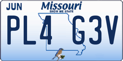 MO license plate PL4G3V