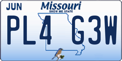 MO license plate PL4G3W