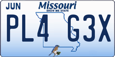 MO license plate PL4G3X