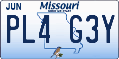 MO license plate PL4G3Y
