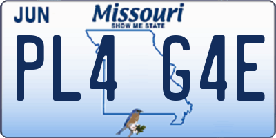 MO license plate PL4G4E