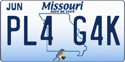 MO license plate PL4G4K