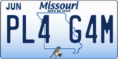 MO license plate PL4G4M