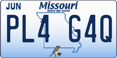 MO license plate PL4G4Q