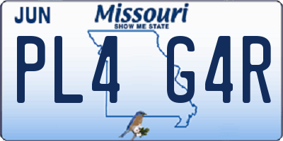 MO license plate PL4G4R