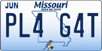 MO license plate PL4G4T