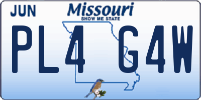 MO license plate PL4G4W