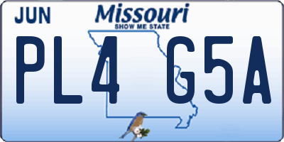MO license plate PL4G5A