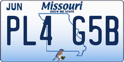 MO license plate PL4G5B