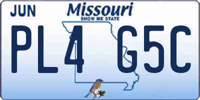 MO license plate PL4G5C
