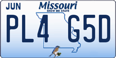 MO license plate PL4G5D