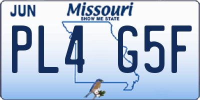 MO license plate PL4G5F