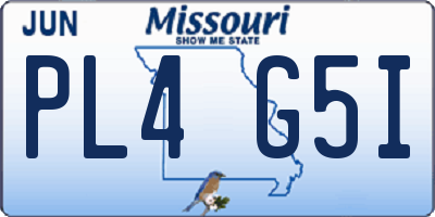 MO license plate PL4G5I