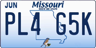 MO license plate PL4G5K
