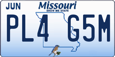 MO license plate PL4G5M