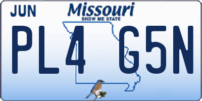 MO license plate PL4G5N