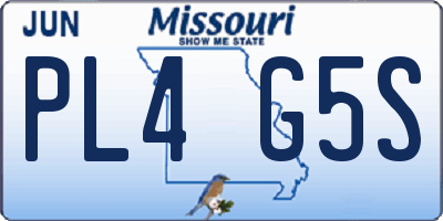 MO license plate PL4G5S
