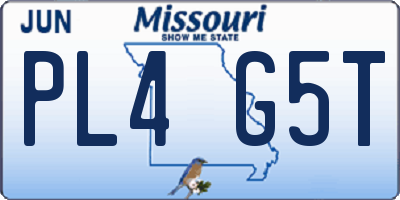 MO license plate PL4G5T