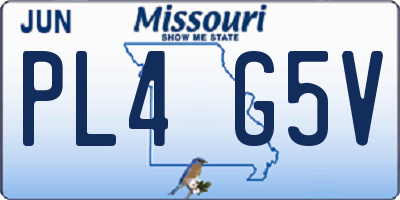 MO license plate PL4G5V