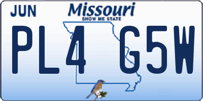 MO license plate PL4G5W