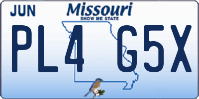 MO license plate PL4G5X