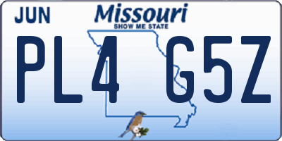 MO license plate PL4G5Z