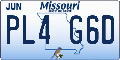 MO license plate PL4G6D