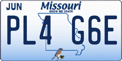 MO license plate PL4G6E