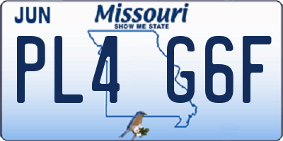 MO license plate PL4G6F