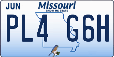 MO license plate PL4G6H