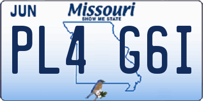MO license plate PL4G6I