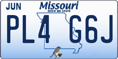 MO license plate PL4G6J