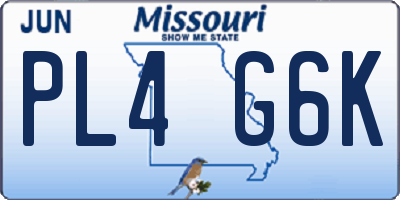 MO license plate PL4G6K