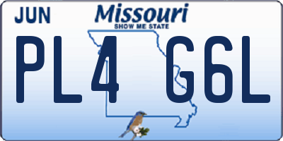 MO license plate PL4G6L